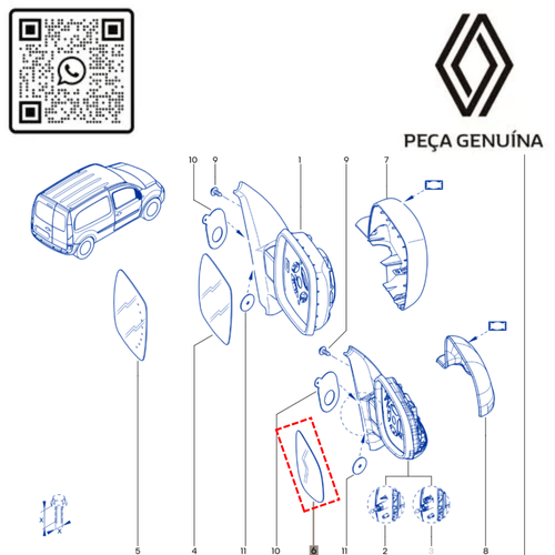 RN 56392R 963656392R LENTE DO RETROV. DIR. KANGOO ELETRICA 22... - 3